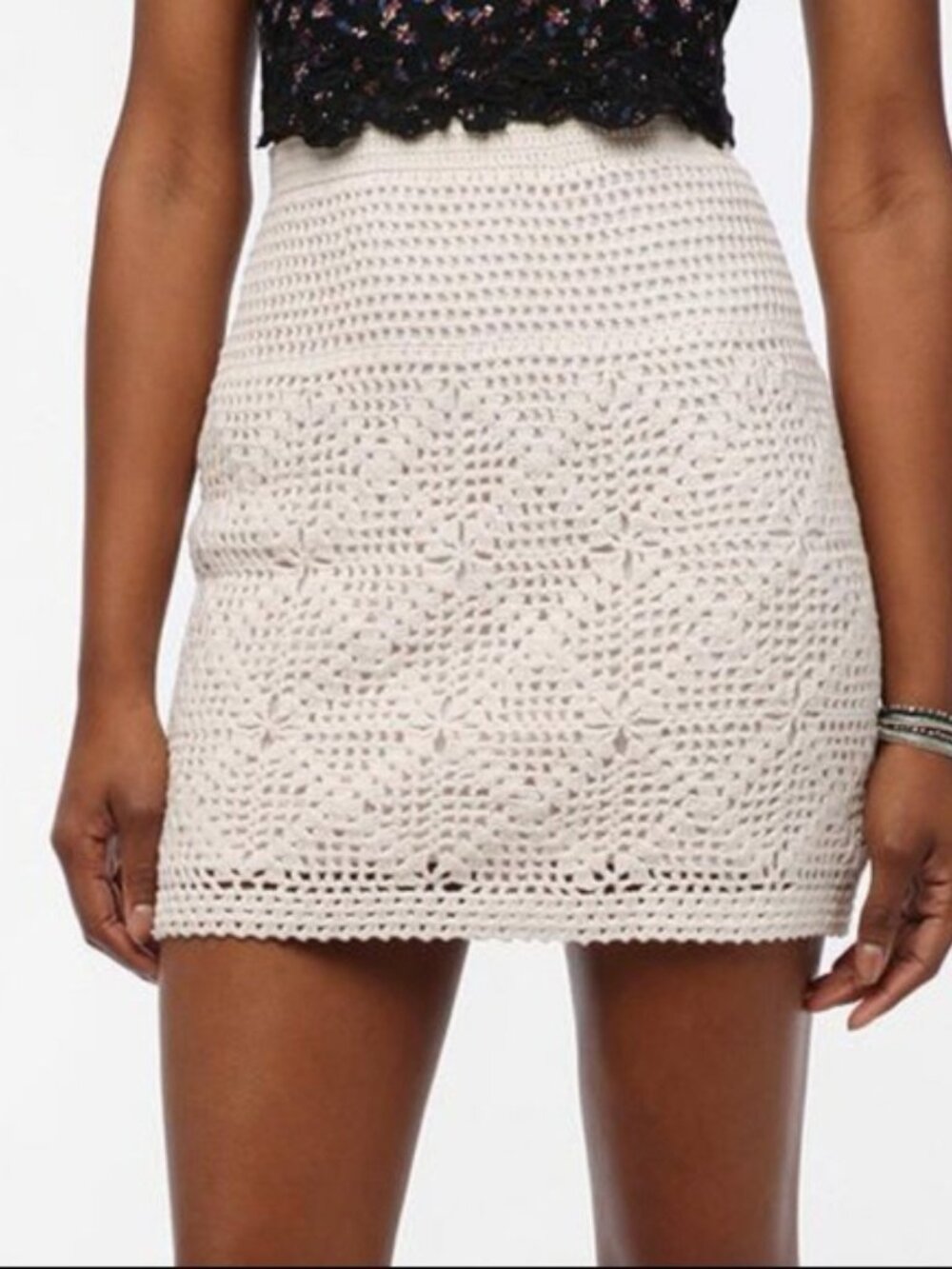 Staring at Stars Crochet Cream Mini Skirt